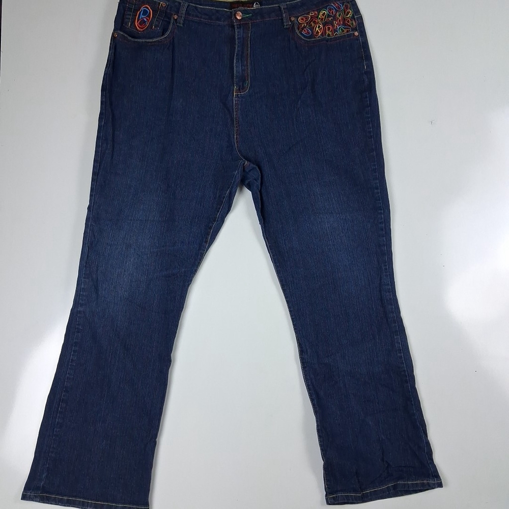 Y2k Red Ape Jeans Women Hiphop 90s Bootcut Embroidered Sz 24